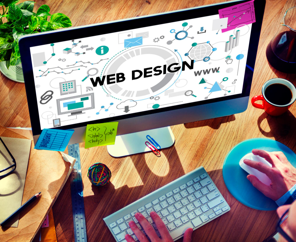 Ilustração de um computador de web design